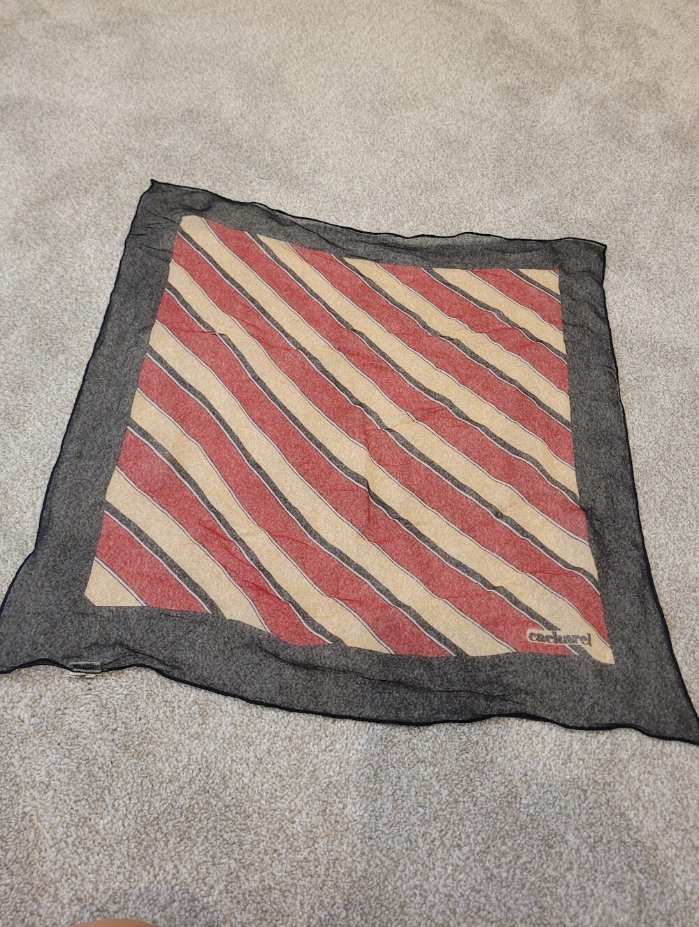 Cacharel Vintage Womens Silk Striped Scarf 18"x18"